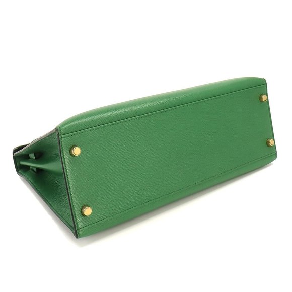 HERMES Kelly 32 2way hand shoulder bag Couchevel Epson Green 〇W engraved Out... - Picture 4 of 10
